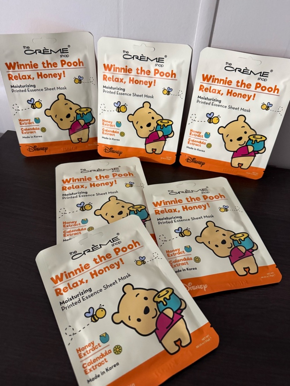 6 PCS The Crème Shop Winnie the Pooh Relax Honey! Sheet Masks - White & Orange